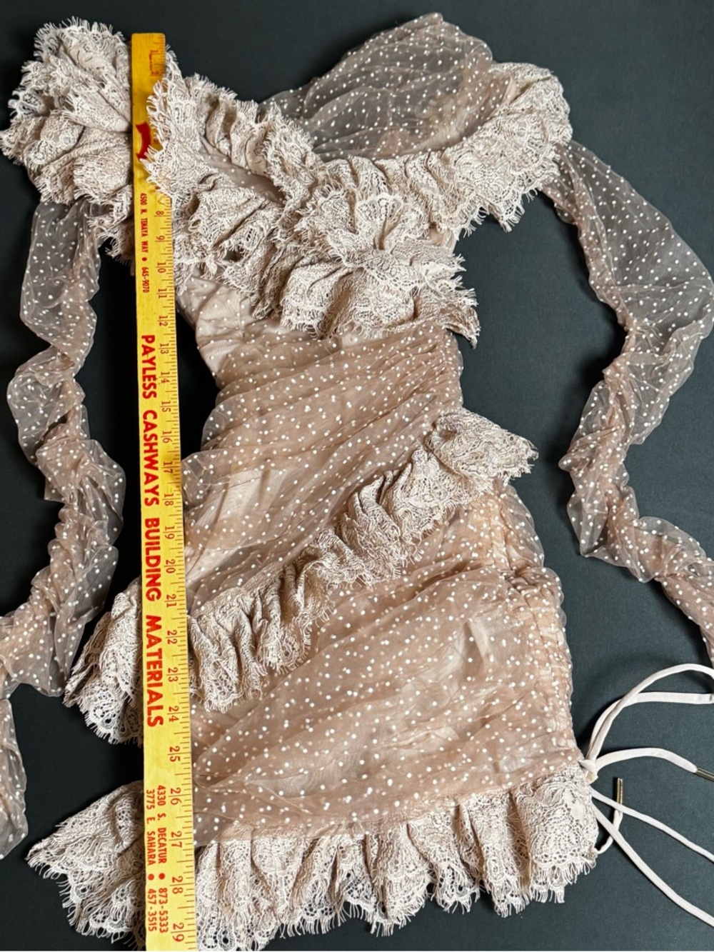 House of CB Sorrel Blush Lace Frill Mini Dress XS Luxury Glam - Picture 4 of 6